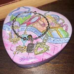 Brighton Silver & Gold Heart Charm Bracelet and Tin